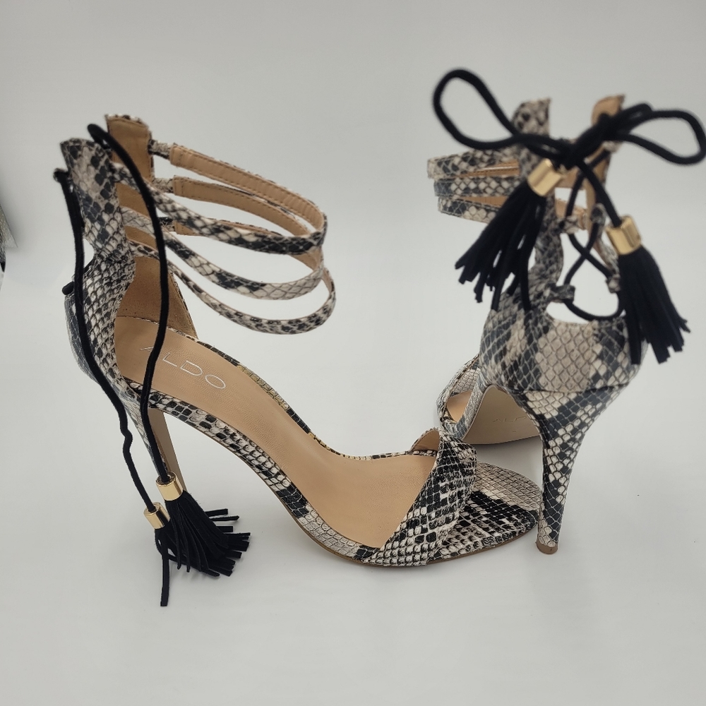 Aldo Snake Print Strappy Heels